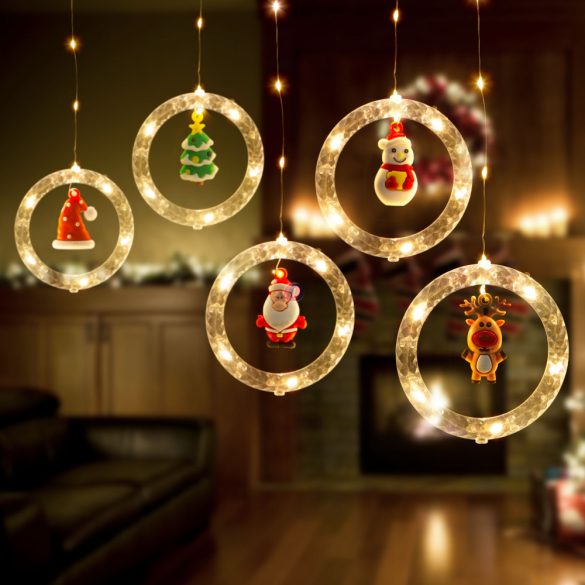 Világító ablakdísz, fényfüggöny, mikulásos 1,8x0,5 m 125 LED IP44