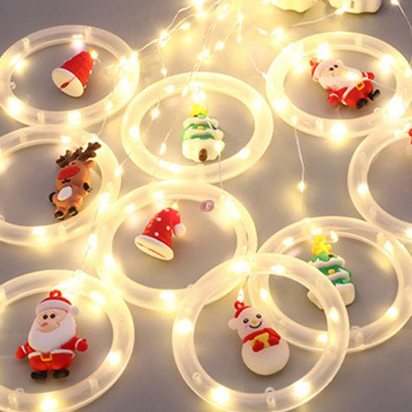Világító ablakdísz, fényfüggöny, mikulásos 1,8x0,5 m 125 LED IP44