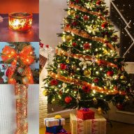   Karácsonyi szalag led világítással, piros 5m, USB, 50 LED