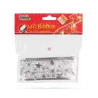   Karácsonyi szalag led világítással, ezüst 5m, USB, 50 LED