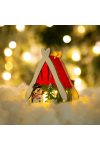Karácsonyi LED dekor házikó - melegfehér - fa - 2 féle - 6,9 x 8,9 x 6 cm