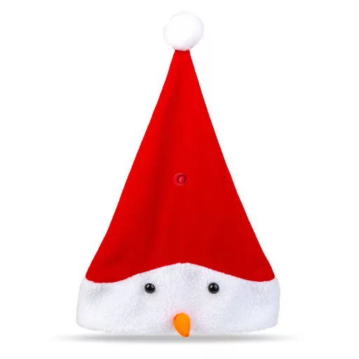 Karácsonyi mikulás sapka - Hóember mintával - 30 x 45 cm