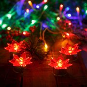   4 db-os LED-es mini mikulásvirág dekoráció - piros - elemes 7 cm