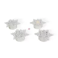   4 db-os LED-es jégkristály dekoráció - melegfehér - elemes 7 cm