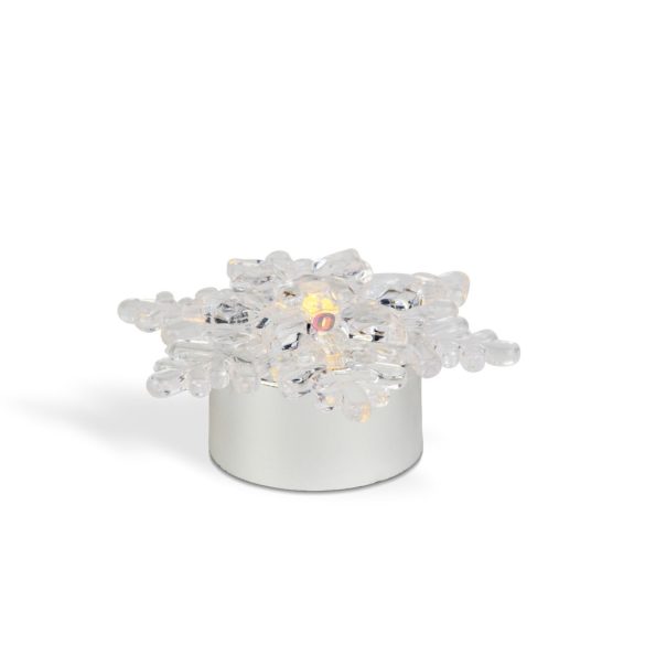 4 db-os LED-es jégkristály dekoráció - melegfehér - elemes 7 cm