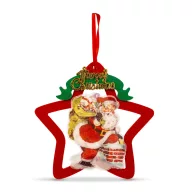   VIllágító ablakdísz Merry Christmas, csillag, Mikulás melegfehér elemes 19 cm