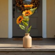   Napraforgó dekor - citromsárga - 3 fejjel - 90 cm betűzős