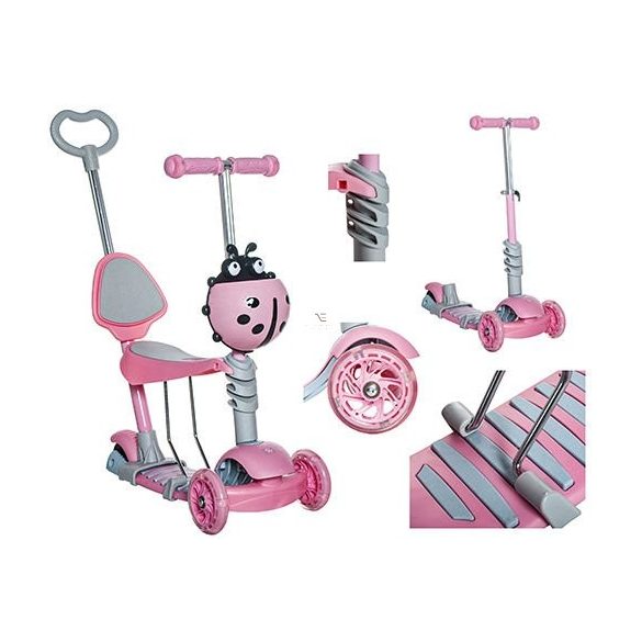 Kruzzel 5in Roller, tricikli és babajármű gyerekeknek rózsaszín