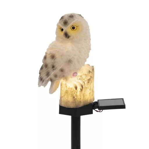 Szolár Bagoly lámpa leszúrható 35 cm, melegfehér LED