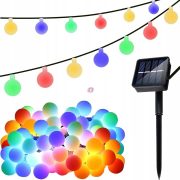 Napelemes gömb fényfüzér 50 LED színes 8 program