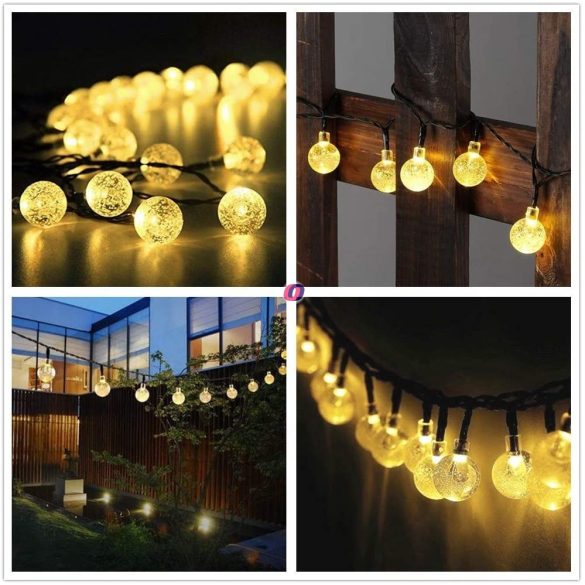 XL Napelemes vintage kristály led fényfüzér 12  m 100 LED