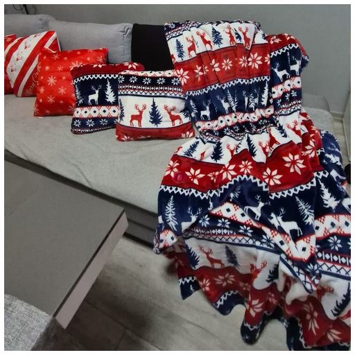 Karácsonyi skandináv mintás pléd 160x200 cm + 2 párnahuzat