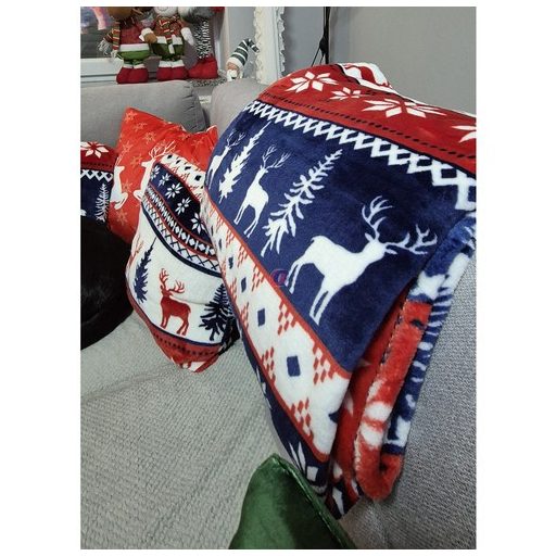 Karácsonyi skandináv mintás pléd 160x200 cm + 2 párnahuzat