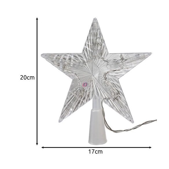 Karácsonyi LED-es csillag csúcsdísz - 10 LED - 15 cm - RGB - 2 x AA