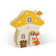 Őszi LED gomba ház rókával- 15 x 16 x 5 cm - fából