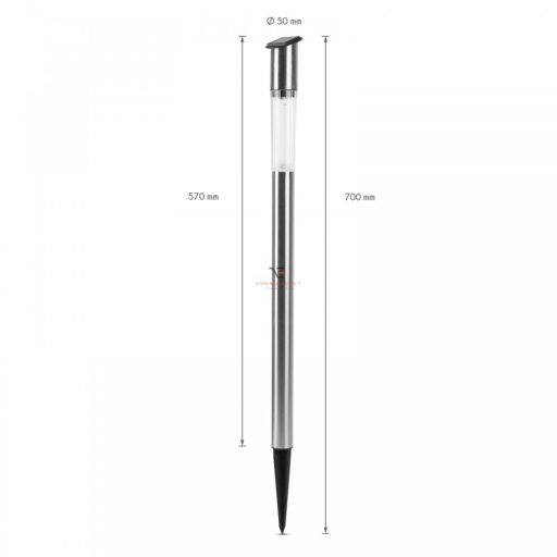 DECONLINE Napelemes kerti oszlop lámpa hidegfehér fém 70 x 5 cm