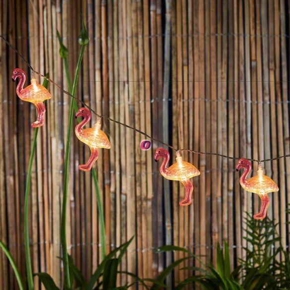 Napelemes flamingó fényfüzér 6 m FLAMINGI