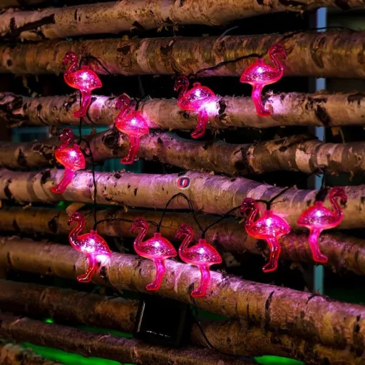 Napelemes flamingó fényfüzér 6 m FLAMINGI