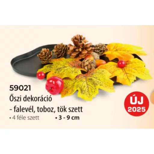 Őszi dekoráció - falevél, toboz, tök szett - 4 féle