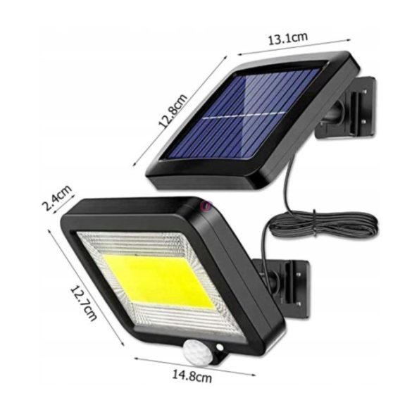 100 LED napelemes reflektor lámpa, mozgásérzékelővel