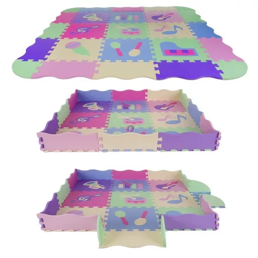 Habtapi játszószőnyeg, hab szivacs Puzzle pasztel 9 db-os