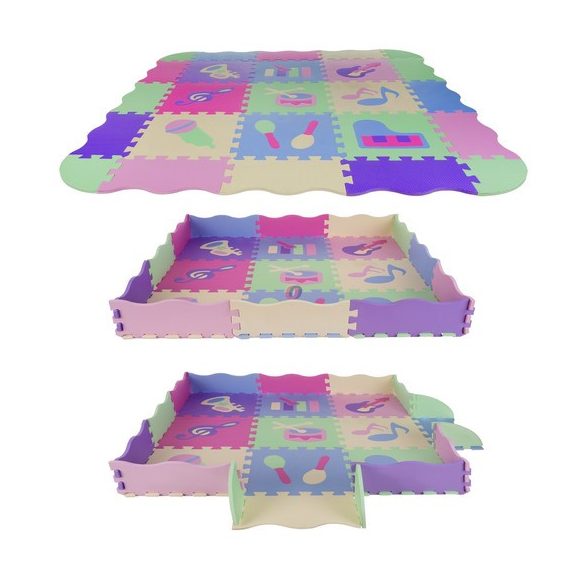 Habtapi játszószőnyeg, hab szivacs Puzzle pasztel 9 db-os