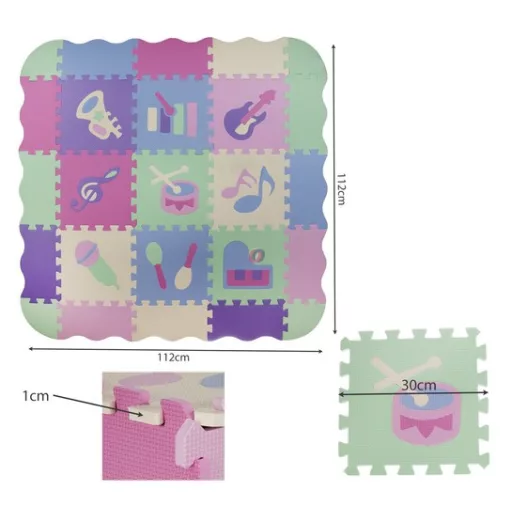 Habtapi játszószőnyeg, hab szivacs Puzzle pasztel 9 db-os