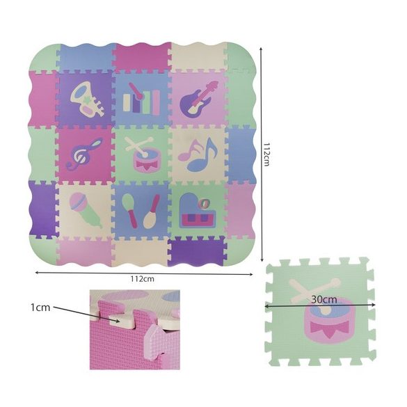 Habtapi játszószőnyeg, hab szivacs Puzzle pasztel 9 db-os