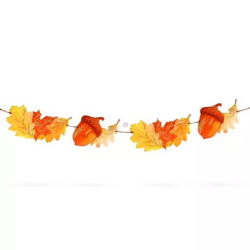 Papír girland - falevél és makk - 152 x 11,6 cm