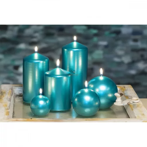 Adventi gyertya 4db türkíz metál 40x70mm