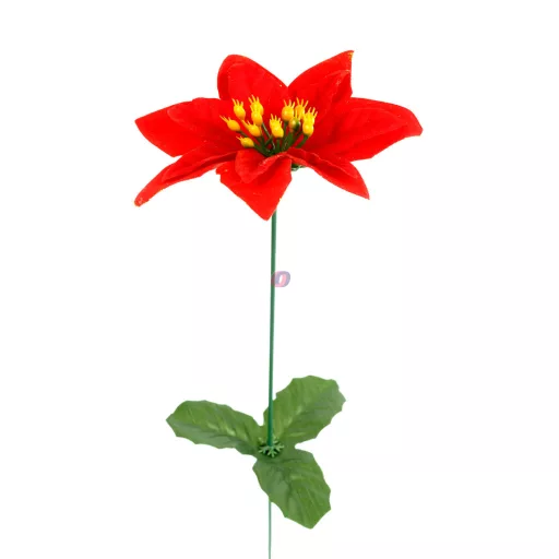 Karácsonyi dekoráció - mikulásvirág szárral - 50 cm