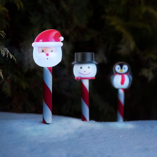 Karácsonyi szolár lámpa - Mikulás, hóember, pingvin - 36,5 - 1db