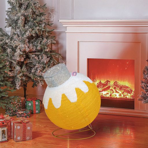 Óriás gömb dísz - 60 LED - 60 x 83 cm - arany - 100-200V AC - világító dekoráció