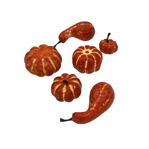 Mini dekor tök mix, narancs árnyalatok, 4–5 cm, 6 db