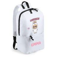   Személyre szabható Labubu "Labukornis" Hátizsák, egyedi névvel, fehér 23x36 cm