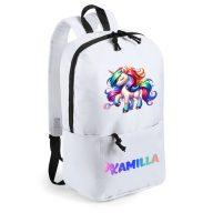 Unikornisos Hátizsák, Ovis zsák egyedi névvel, fehér