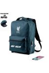 Tolvajbiztos Liverpool hátizsák USB-s, személyre szabható egyedi névvel Sötétkék