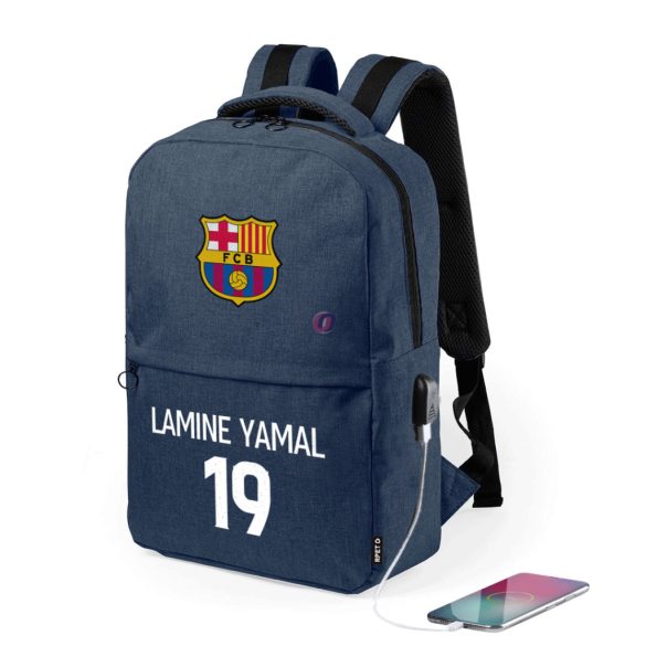 Barcelona Iskolatáska, USB-s, személyre szabható egyedi névvel és számmal, Sötétkék
