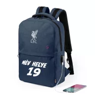   Liverpool Iskolatáska, USB-s, személyre szabható egyedi névvel és számmal, Sötétkék