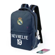   Real Madrid Iskolatáska, USB-s, személyre szabható egyedi névvel és számmal, Sötétkék