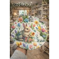 Műanyag tálca nyúl és nárcisz mintával 33 cm