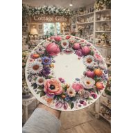 Műanyag tálca virágkoszorú mintával 33 cm