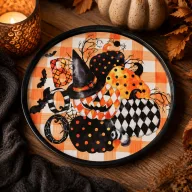 Műanyag BOO tálca, narancs-fekete, kb. 33 cm