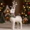 XL Karácsonyi Szarvas figura púder, fehér textil 40 cm