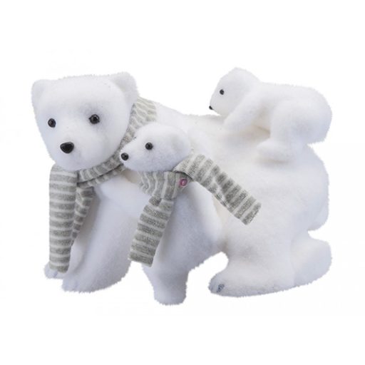 XL Karácsonyi jegesmedve család figura fehér, textil 27,5 cm