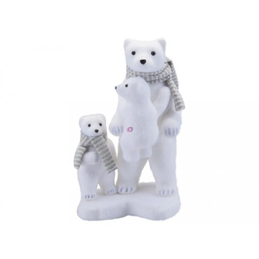 XL Karácsonyi jegesmedve család álló, figura fehér, textil 35 cm