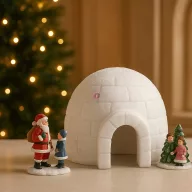   Iglu ház, havas ház - nagy - Karácsonyi falu kiegészítő fehér 27 cm