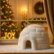 Iglu ház, havas ház - 10x15cm - Karácsonyi falu kiegészítő fehér
