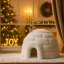 Iglu ház, havas ház - 10x15cm - Karácsonyi falu kiegészítő fehér