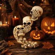 Tripla Koponyás halloweeni szobor 18 cm